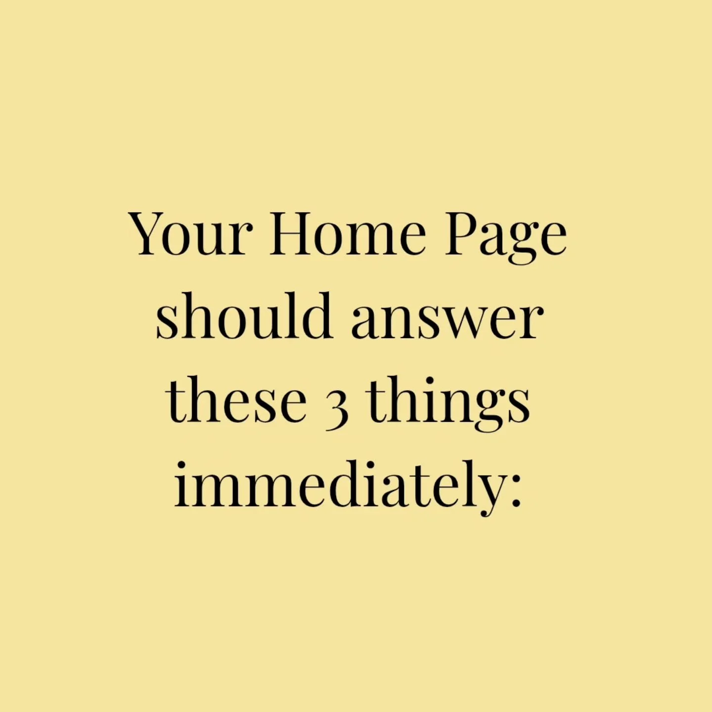 Does your Home Page answer all three of these questions? 

If it doesn't, I'd love to chat about how I can help. Just send me a DM! 

#homepagecopy #haltoncopywriter #websitecopy #websitemarketing #burlingtonsmallbusiness