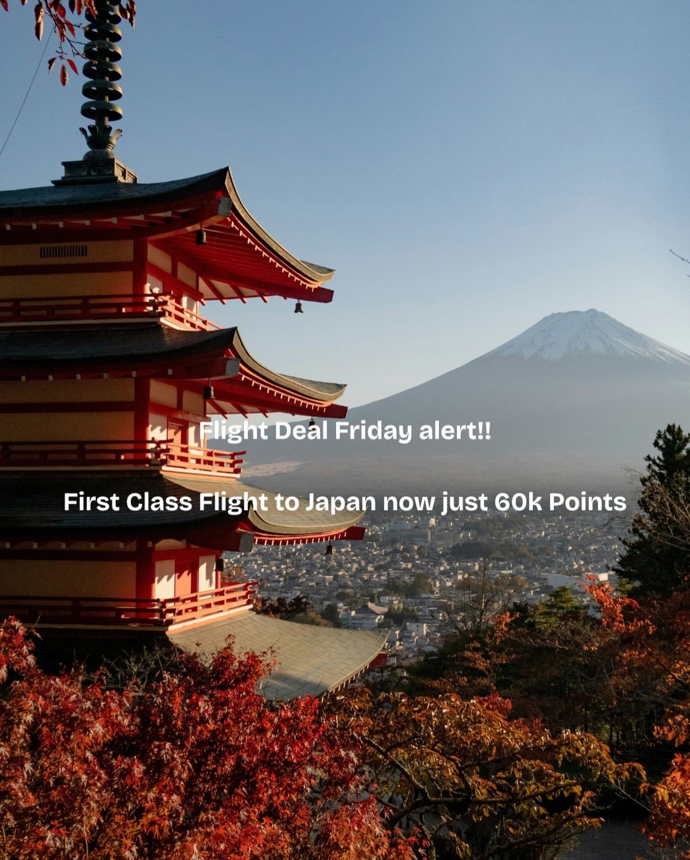 Flight Deal Friday!!!

Just 60,000 points from USA to Japan! 

I work very hard for you to find the best travel that fits what you need! The best way to save money is by using travel credit card rewards! Lucky for you I can help find the best bang fo