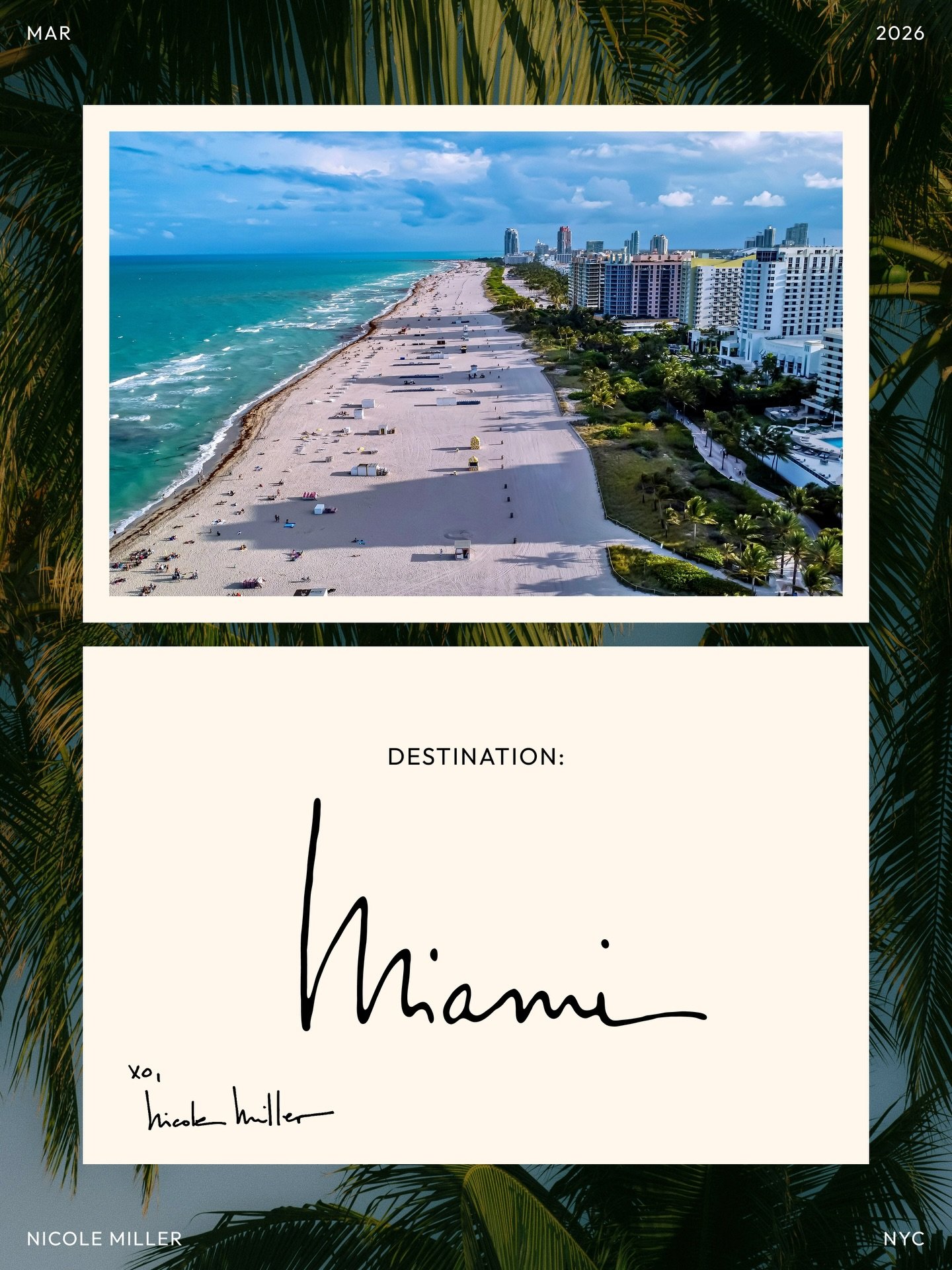 Our travel series continues with one of Nicole&rsquo;s favorite warm weather cities: Miami. 🌴
&nbsp;
From oceanfront stays and cultural stops to neighborhood hotspots and what to pack, here&rsquo;s a curated edit of her must-see places and essential