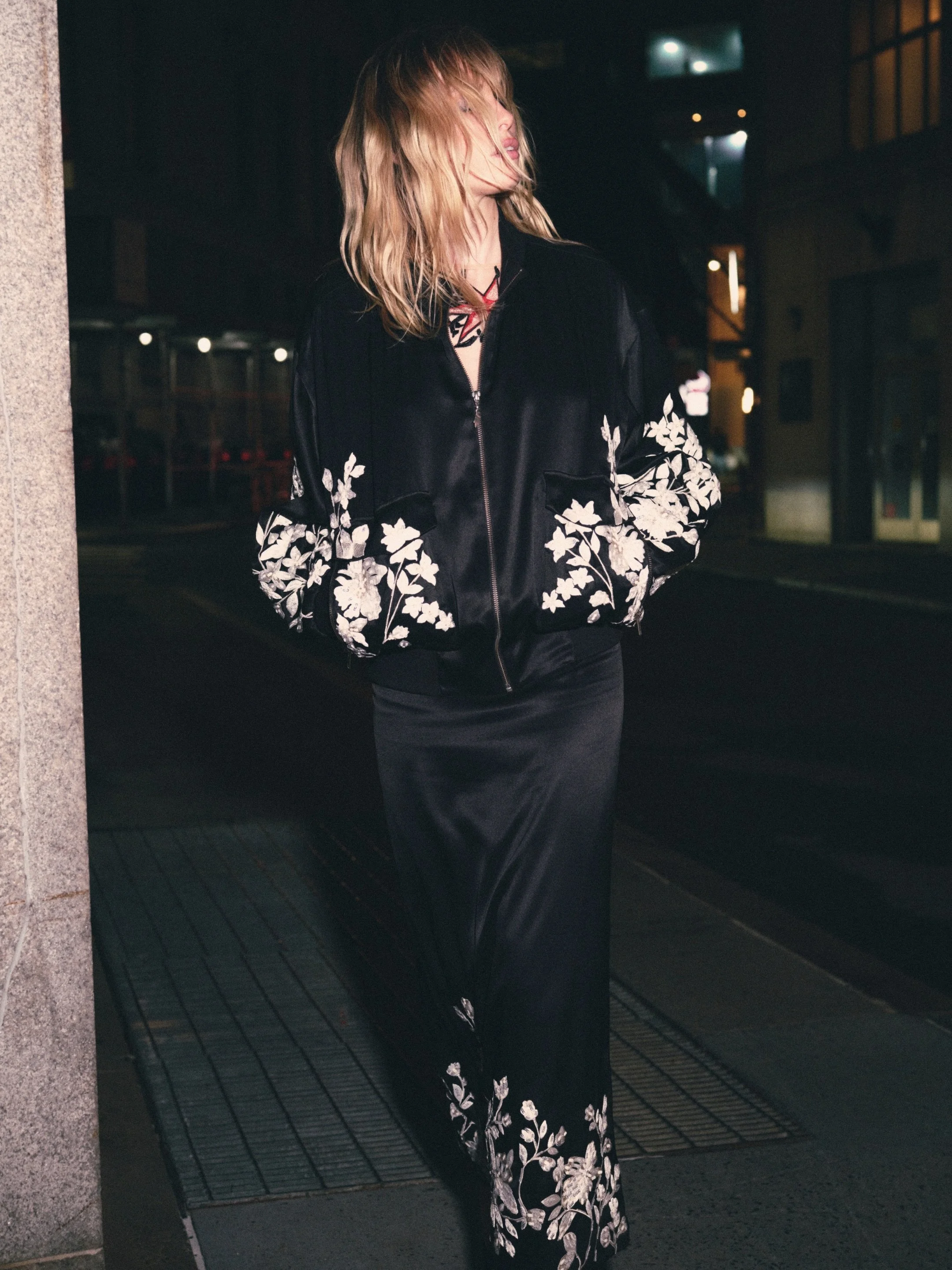 NM STATE OF MIND

A darker take on romance for Spring/Summer 2027.

Floral embroidery meets fluid black satin, balancing femininity with a downtown edge. Modern romance, the New York way.