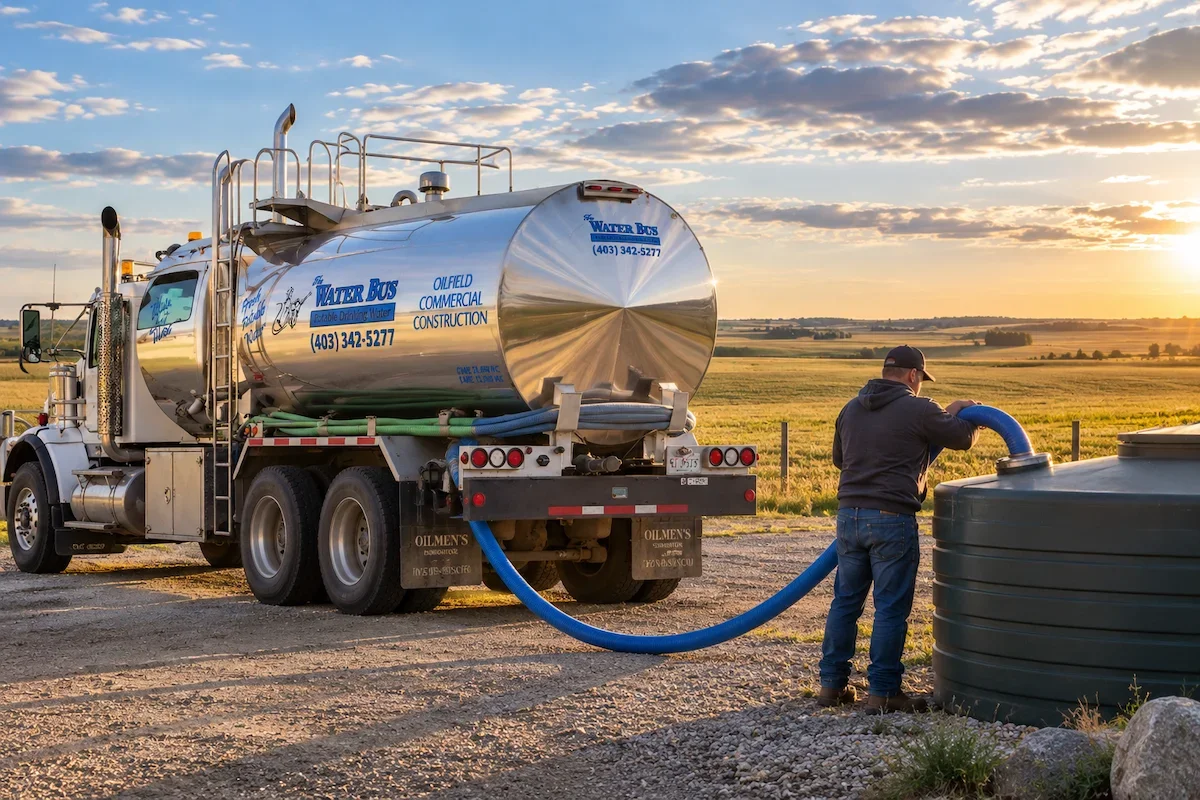 The Water Bus delivering potable water to an acreage cistern in Central Alberta.