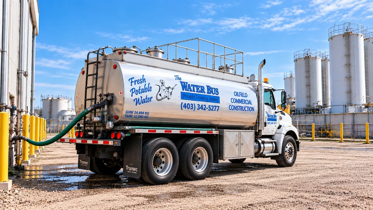 The Water Bus providing potable water to a commercial industrial facility in Central Alberta.