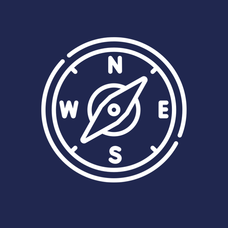 Une boussole simple avec une toile de fond bleue