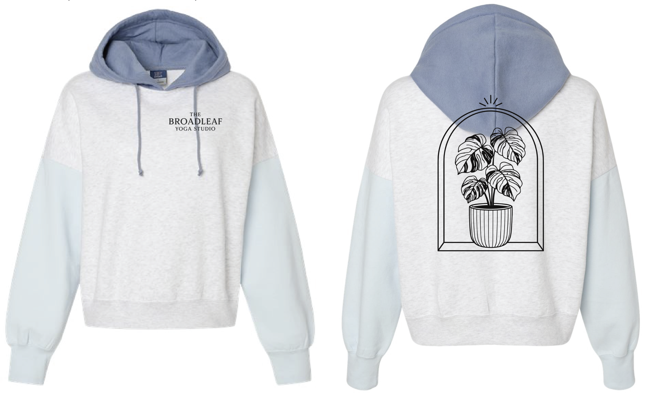 Hoodie BL Monstera in Arctic Blue