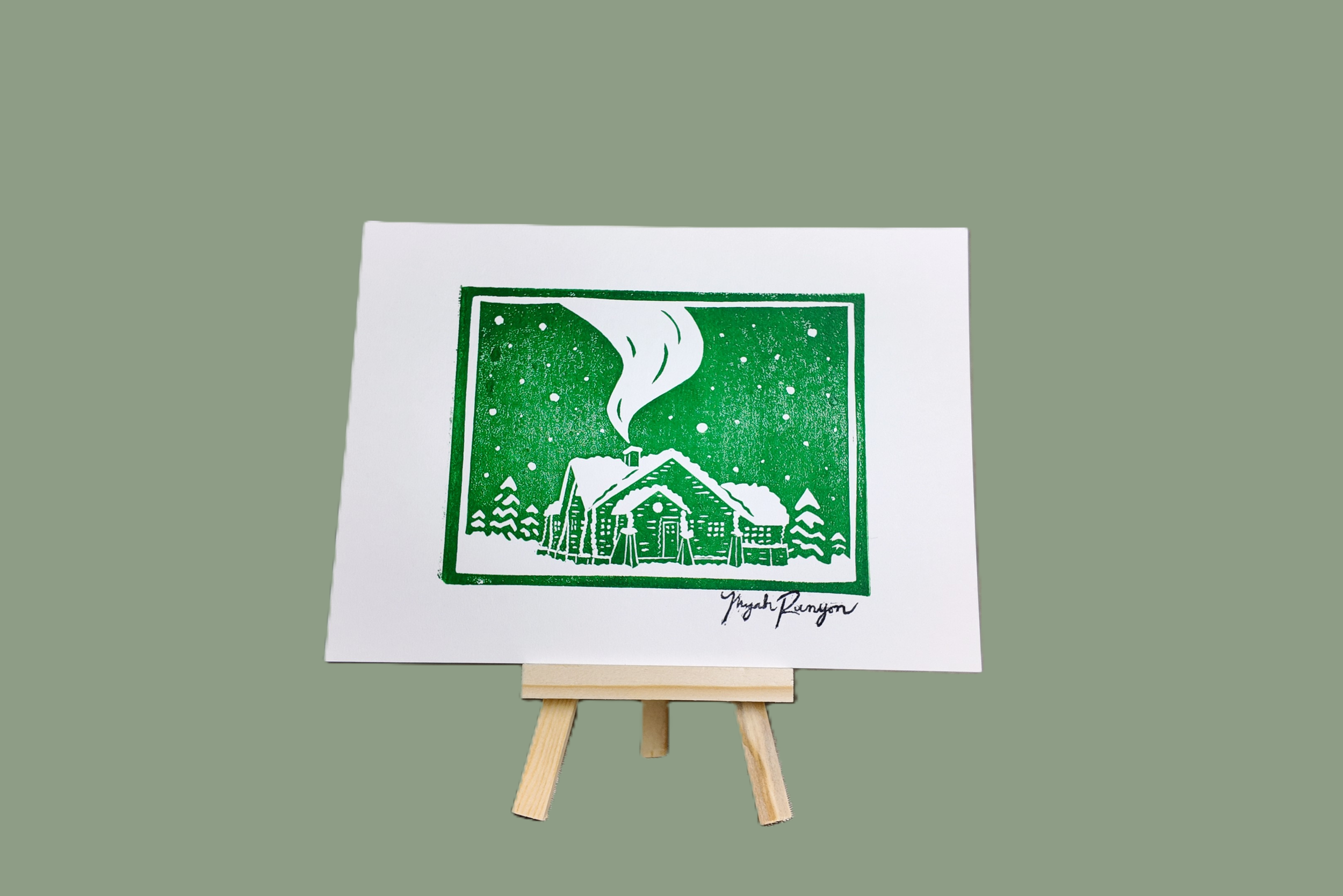"There's Snow Other but You" 5x7 Linocut Signed Print