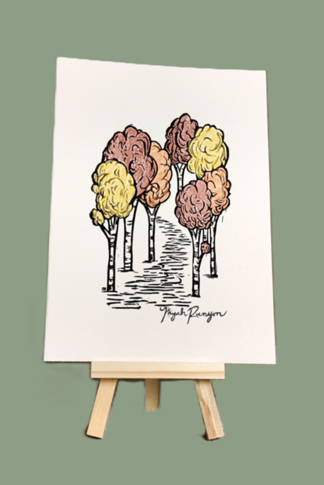 "Wood You Look at That" 5x7 Linocut Signed Print