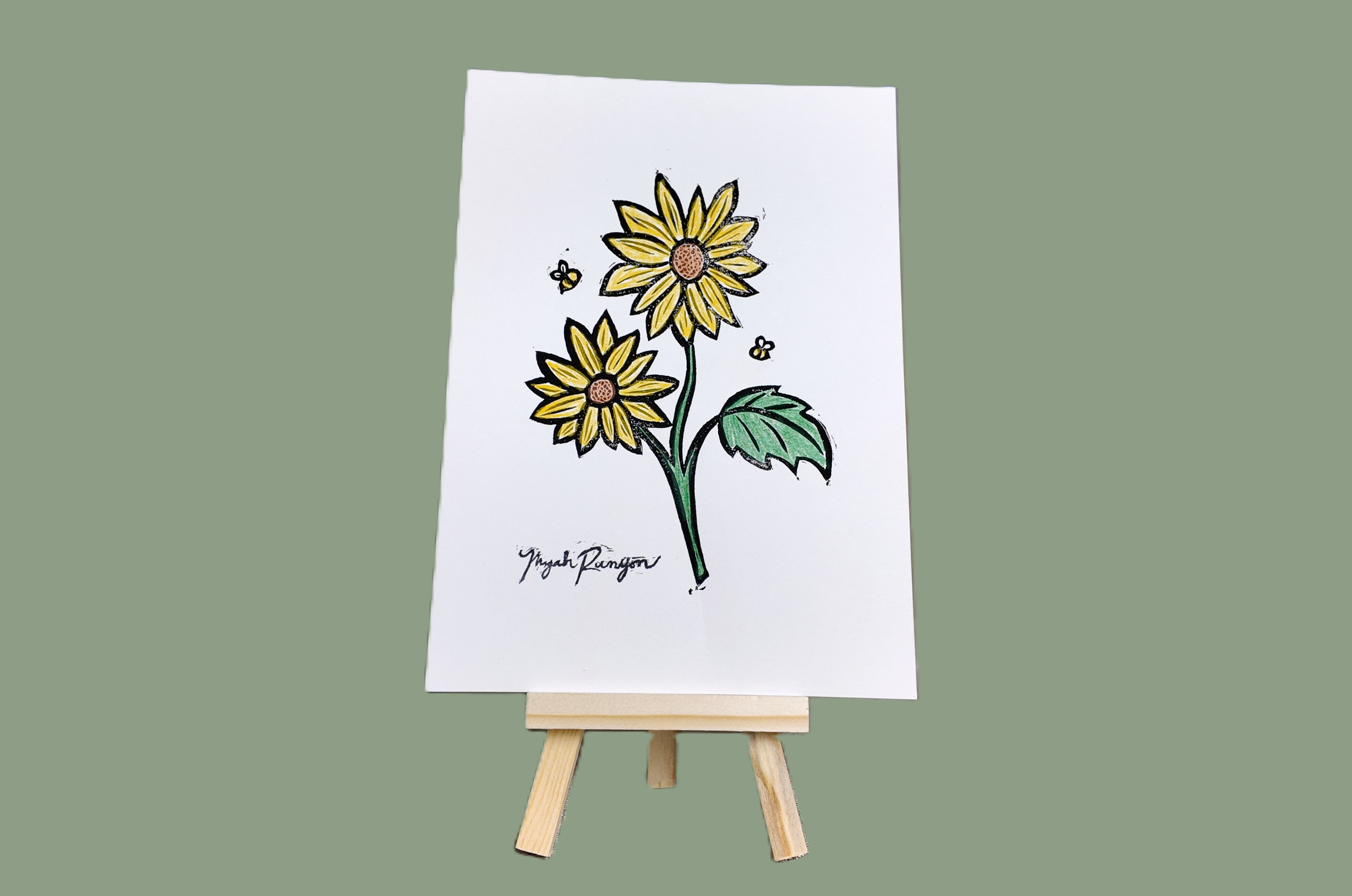 "Always Will Bee" 5x7 Linocut Signed Print