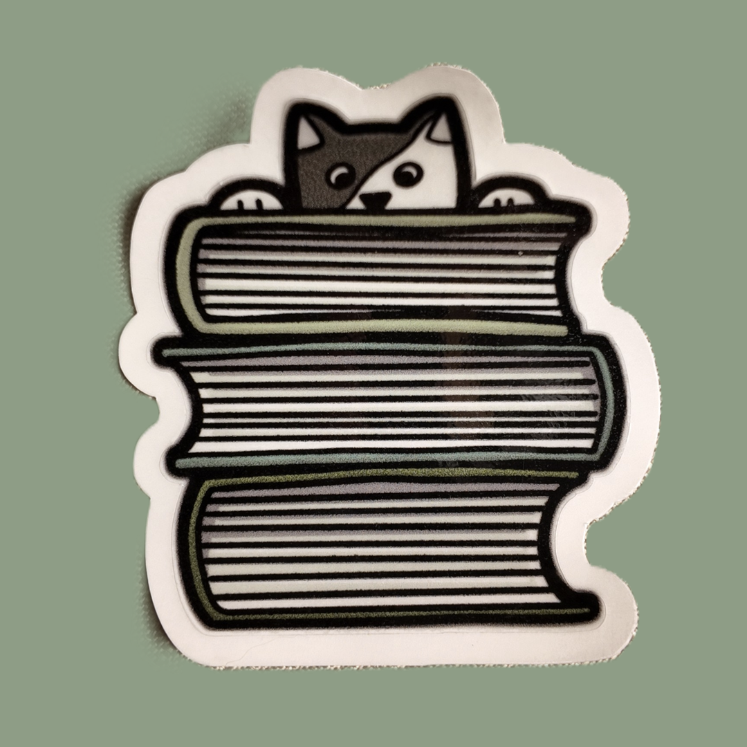 "Bookish Beans" Die Cut Sticker - Waterproof