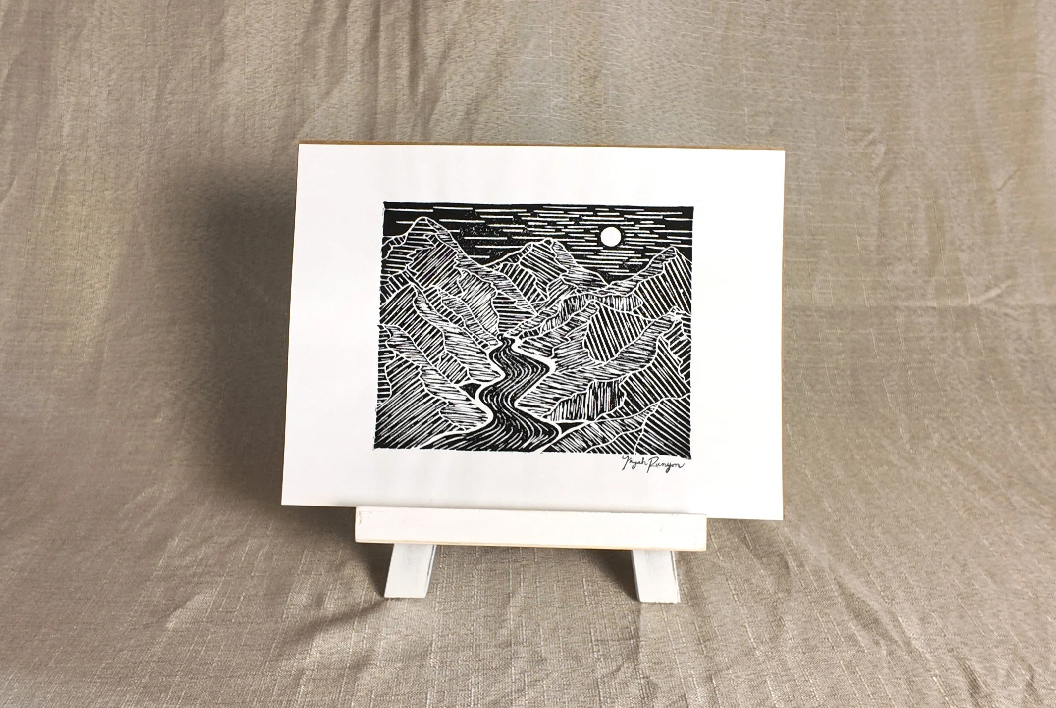"Eternal Mountains" Linocut Art Print