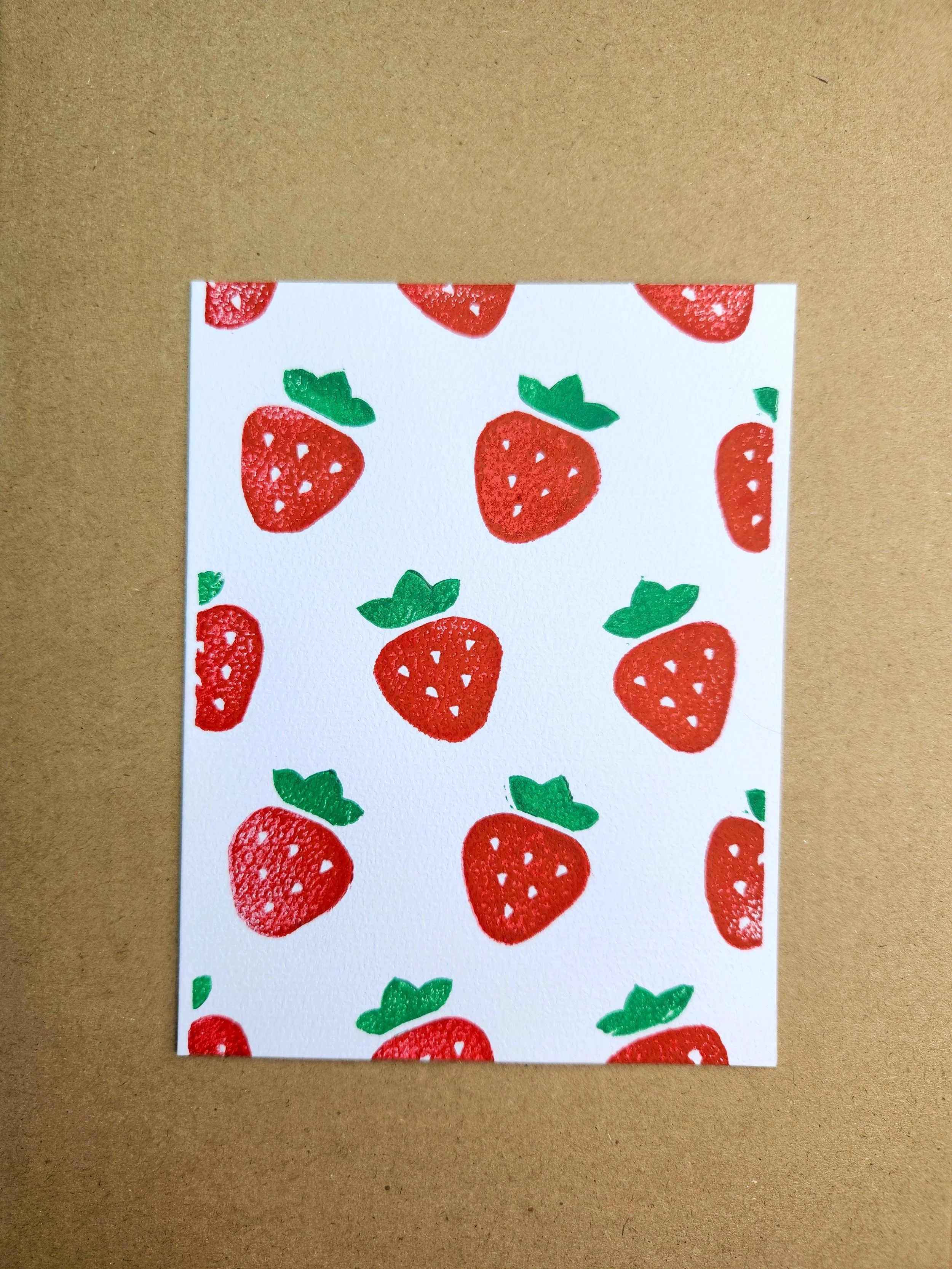 Wishing you the 'Berry' Best Linocut Greeting Card
