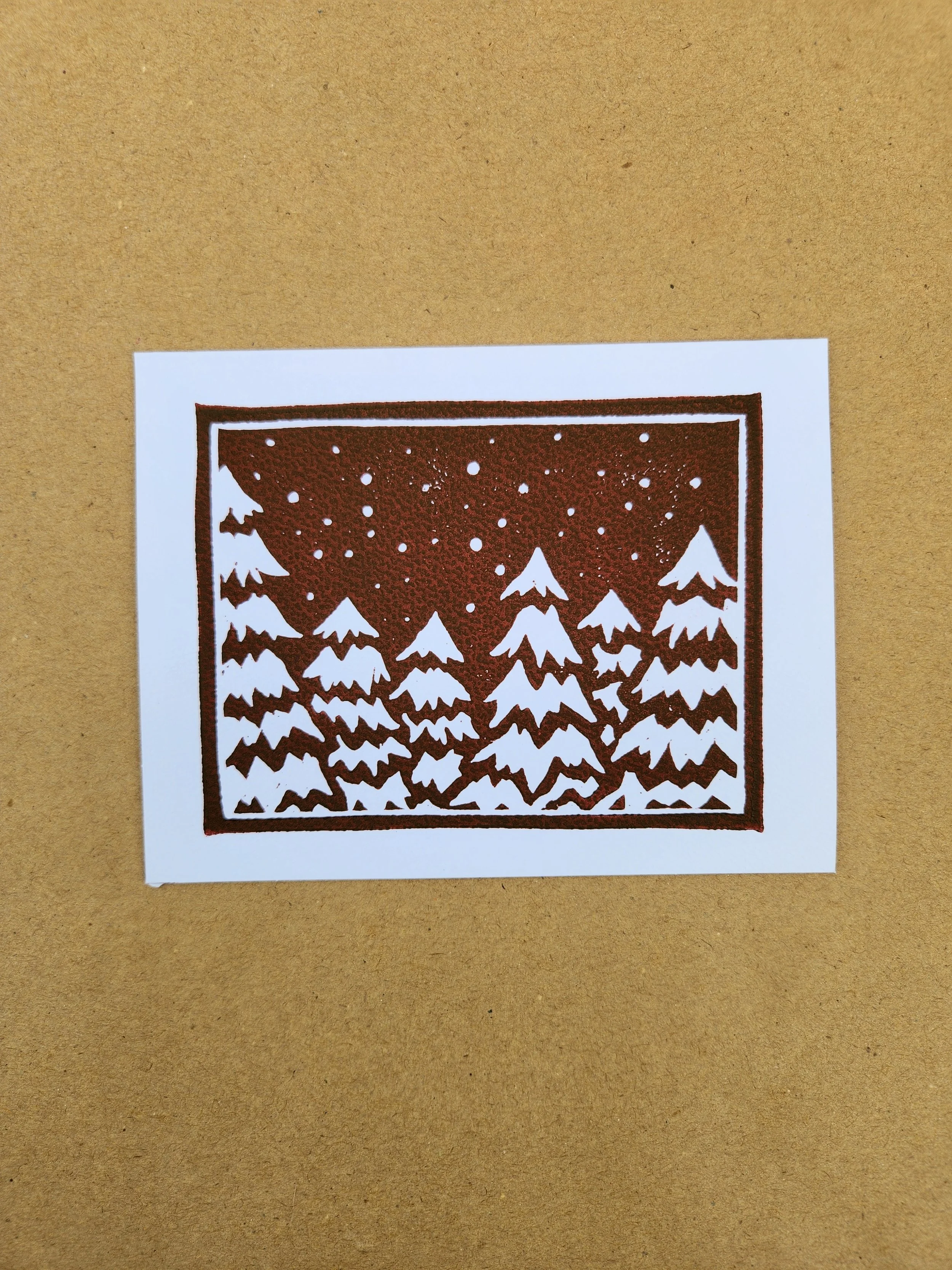 "I Love You 'Fir' You" Original Linocut Greeting Card
