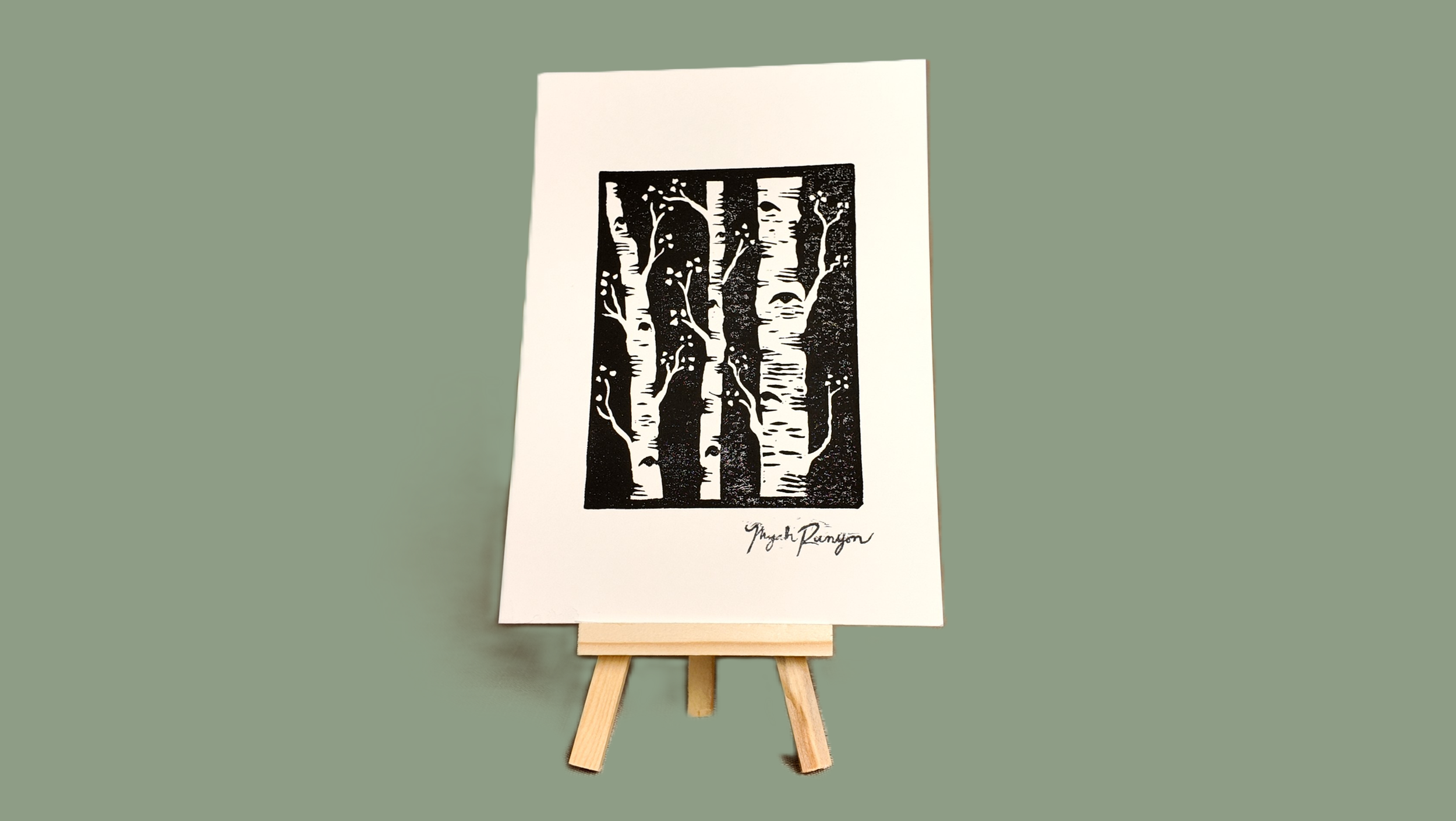 "Tree-Mendous to See You" 5x7 Linocut Signed Print