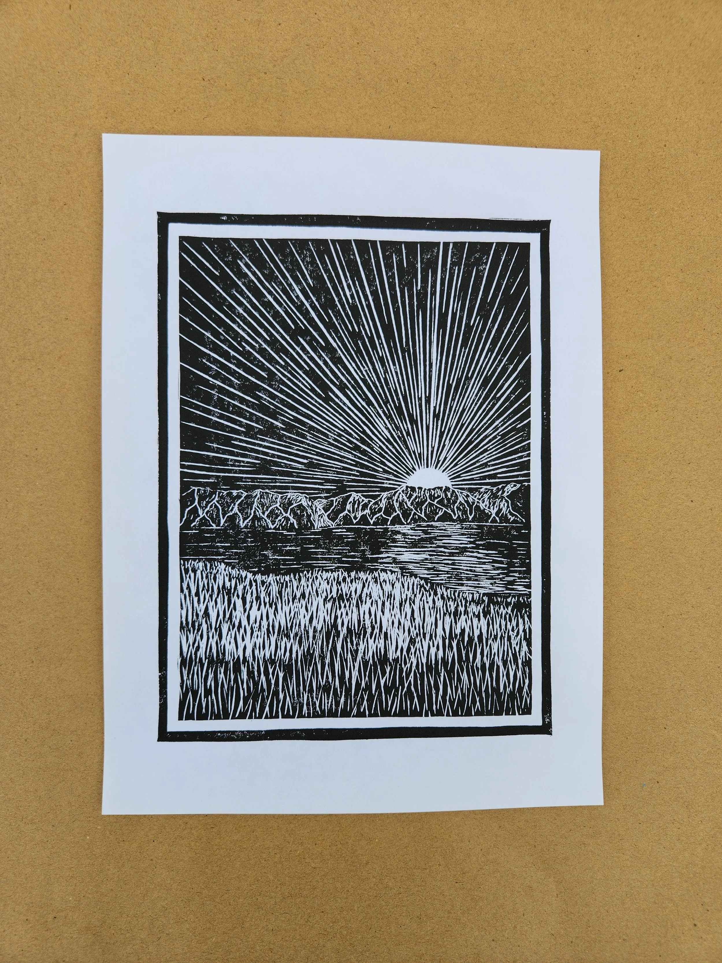 "Sea of Galilee" Linocut Art Print