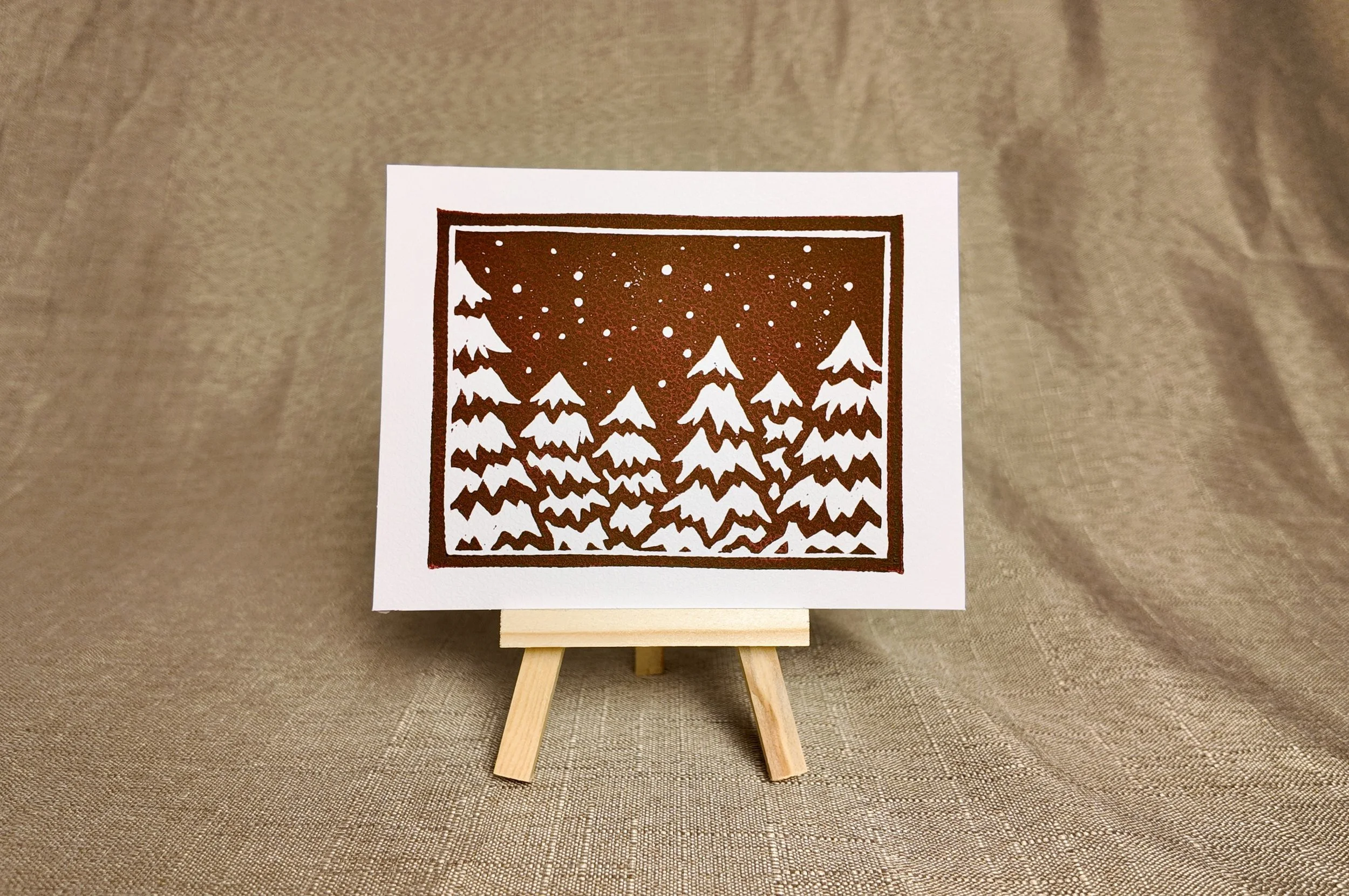 "I Love You 'Fir' You" Original Linocut Greeting Card