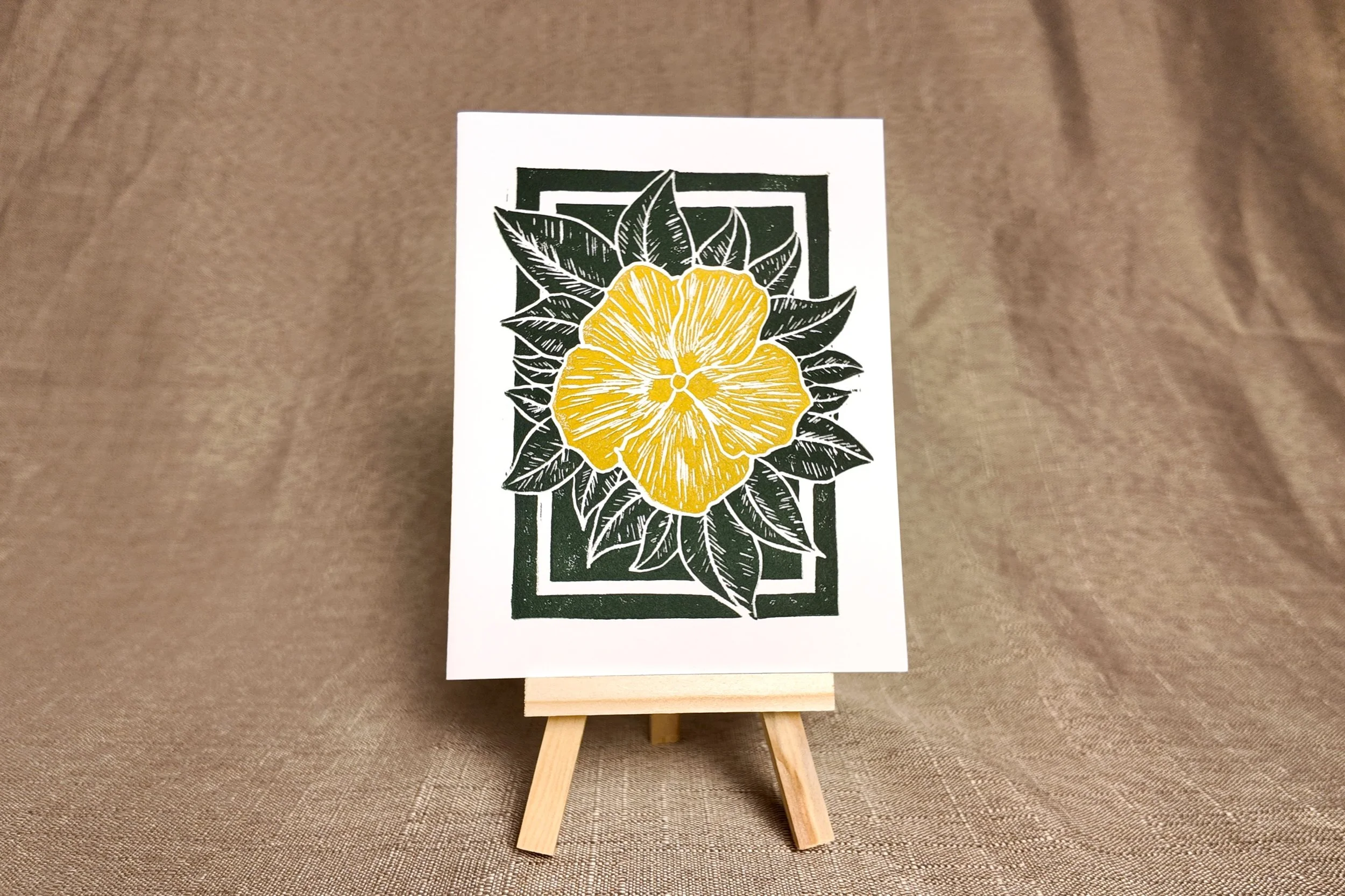 "You Make Me Feel In'Vinca'ble" Linocut Greeting Card