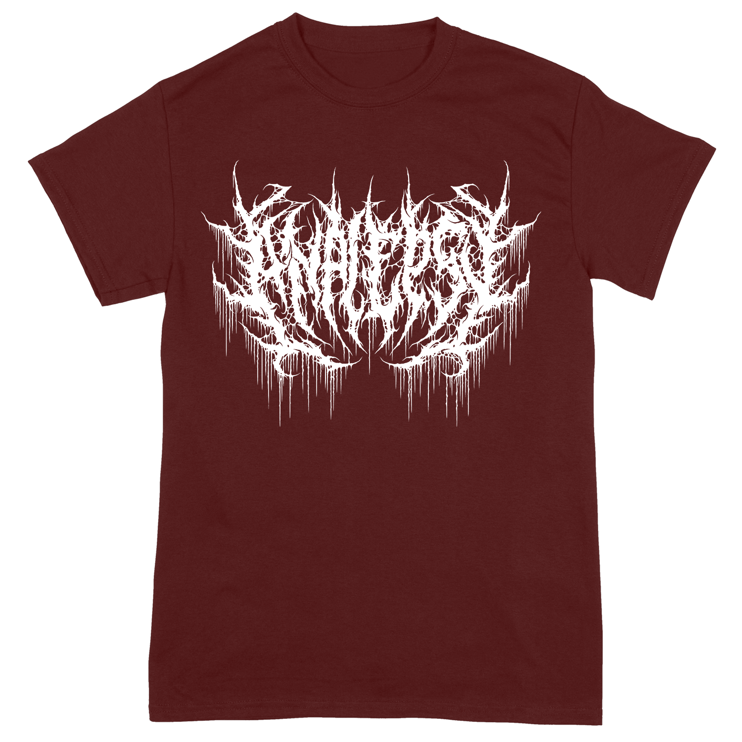 "Logo Drip" T-Shirt – White on Oxblood