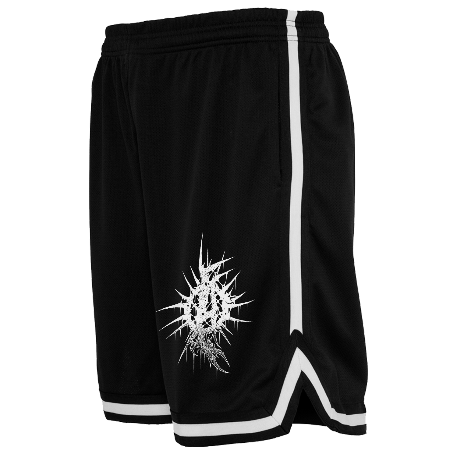 Black Striped Mesh Shorts