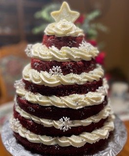 Red Velvet Christmas Tree Cake