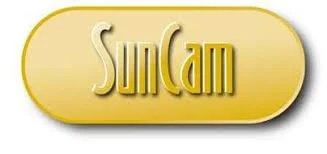 SunCam logo with gold background and embossed text