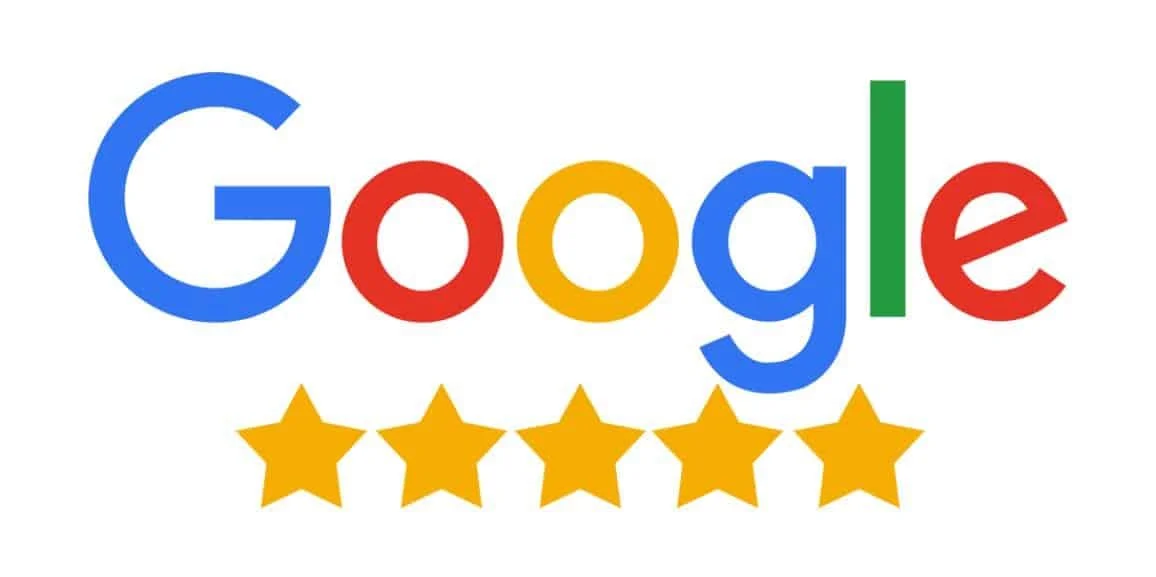 Google logo with five yellow stars below it.