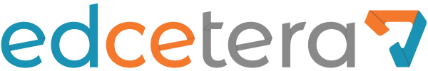 Edcetera logo with stylized letter 'E' and a blue and orange check mark symbol.