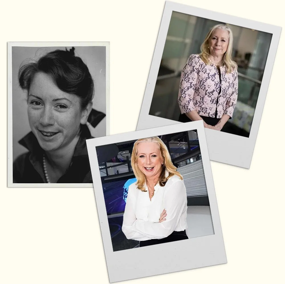 Three photographs of Senior financial planner and principal, Patricia Howard, at different ages, including a black and white portrait and two colour portraits in modern settings.
