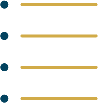 A list with four items, each marked with a blue bullet point