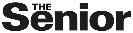 "The senior" logo in bold black letters, with "The" smaller and positioned above the word "Senior"