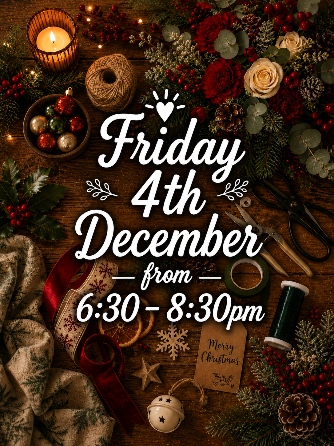 Christmas Wreath Workshop - 4th Dec 6:30pm