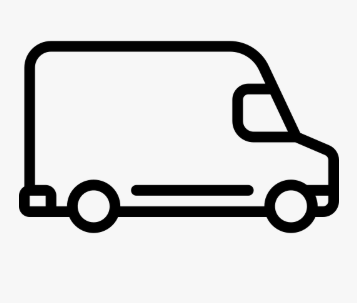 Line drawing of a delivery van with two wheels and a simple rectangular cargo area.