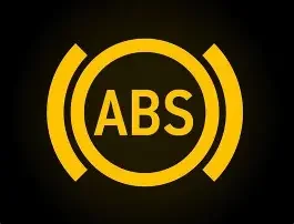 ABS warning light indicator in yellow, typically found on a vehicle dashboard.