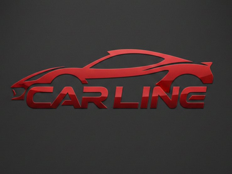 Red car silhouette above the word "CARLINE" on a dark background.