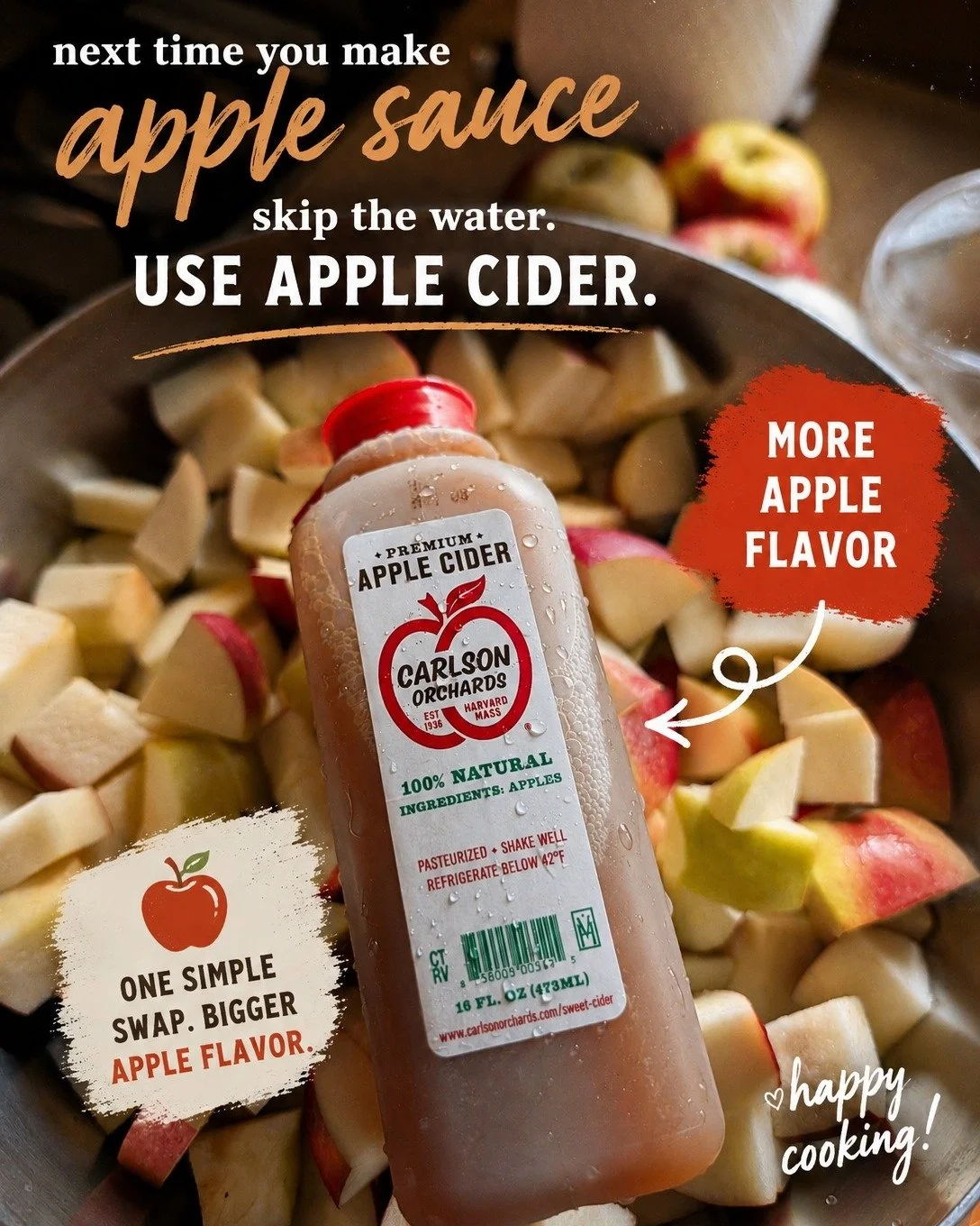 Homemade applesauce tip: skip the water and use apple cider instead. 

It&rsquo;s such a simple swap, but it makes a huge difference &mdash; deeper apple flavor, more richness, and that fresh orchard taste in every bite.

Bonus points if you use a mi