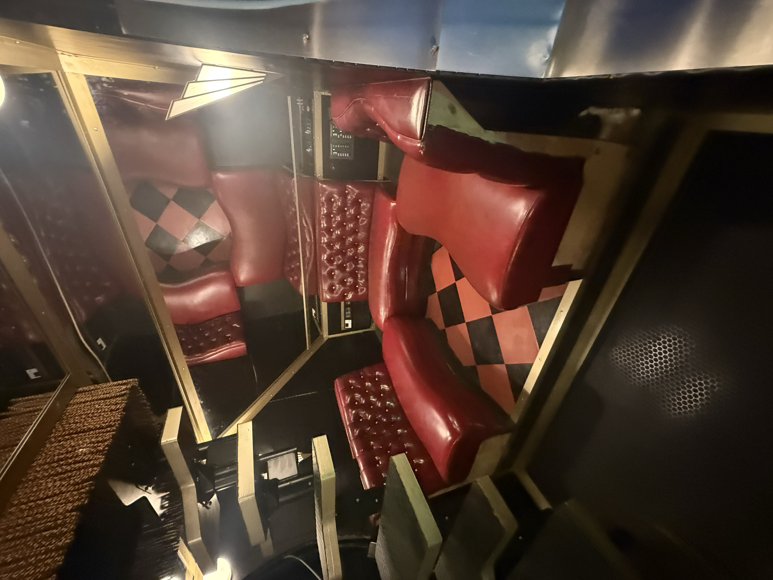 Red vinyl interior of Eagle car