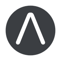 White upward arrow on a dark gray circular background