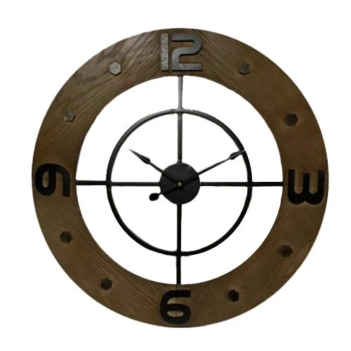 Wood Metal Wall Clock