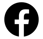 Facebook logo with white lowercase 'f' on a black circular background