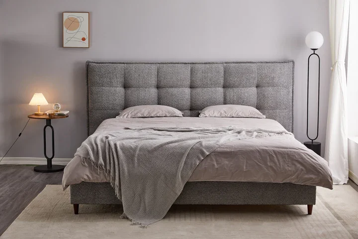 Grey Boucle Platform Bed IF 5940