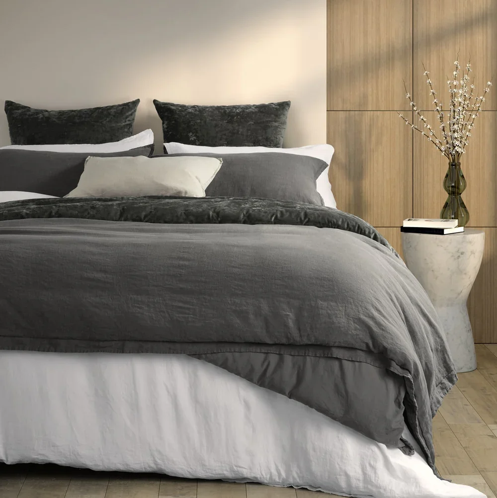 BRUNELLI LINEN STONE WASH CHARCOAL DUVET COVER