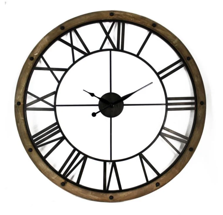 Metal Wall Clock With Wood Frame