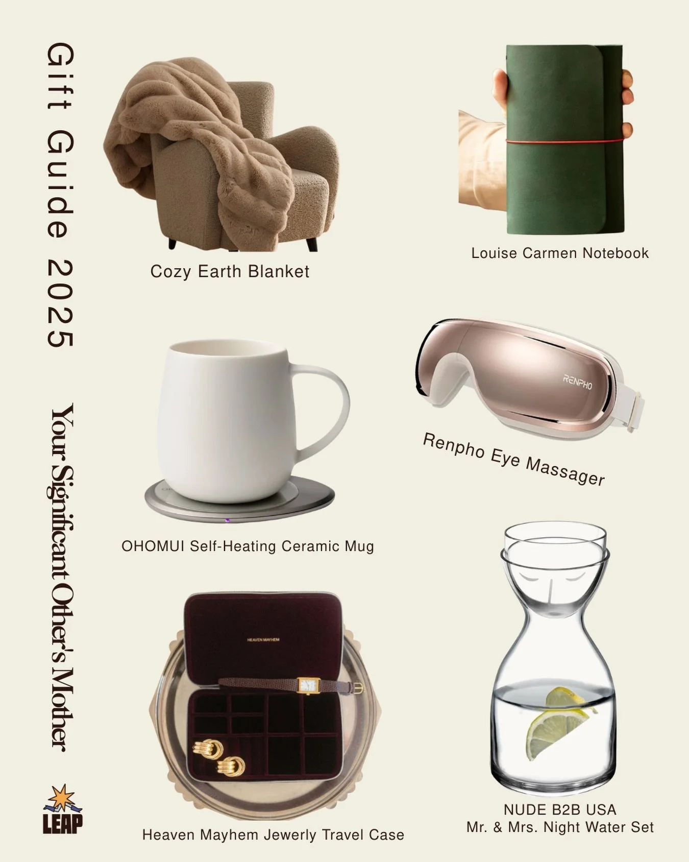 The gift guide for your significant other&rsquo;s mom&hellip; because this one cannot miss.
Cozy, elegant, practical pieces that make her feel loved! 

 A blanket that feels like a hug, a chic French notebook, a self-heating mug, a warming eye massag