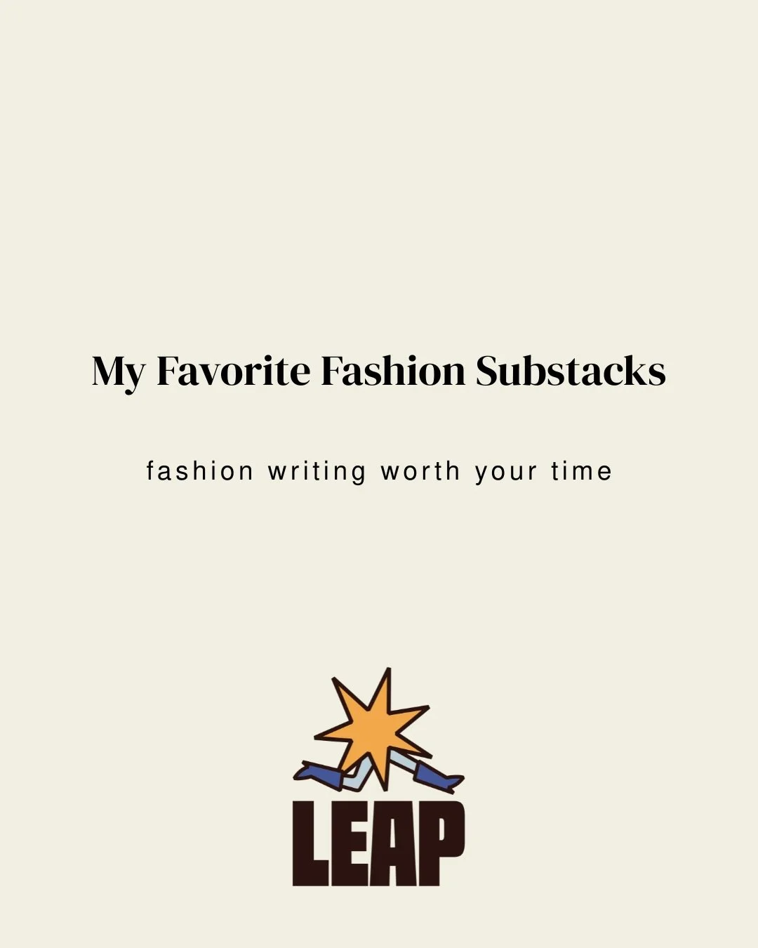 My favorite places to read and observe fashion right now. They have real perspective and real voices that don&rsquo;t suffocate style. These are the writers that keep my eye sharp and my taste evolving.💌

TOGS &mdash; https://togs.substack.com

The 