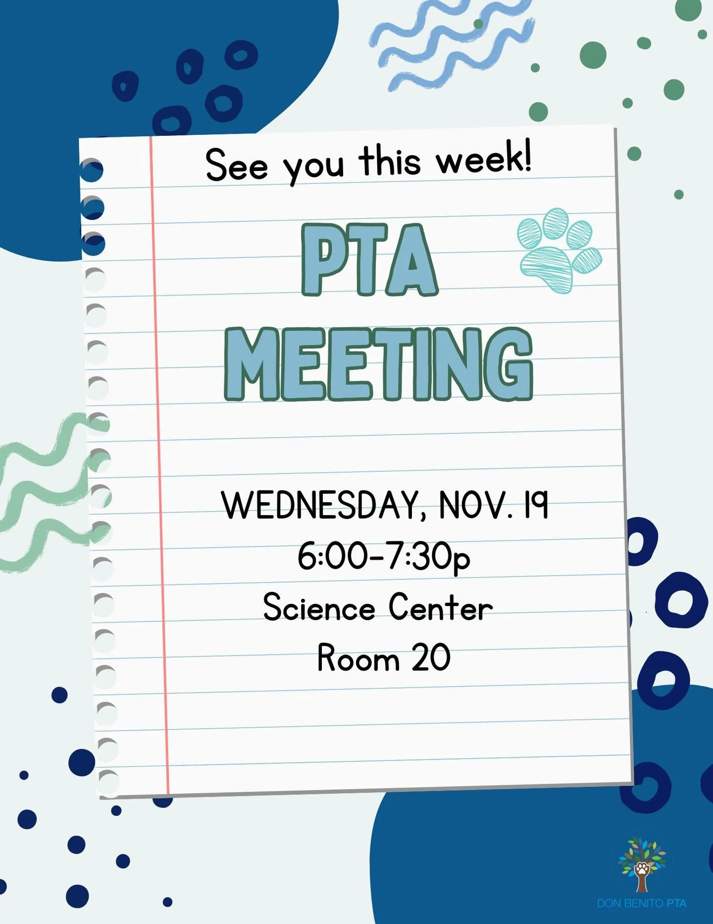 *OOPS! Edit repost!* 😉
Join us tomorrow night for our November PTA meeting in the *Science center, Room 22! Have questions? Want to share some ideas? We&rsquo;re all ears, come on over. Mr. Maynard will als be present during the meeting. See you tom