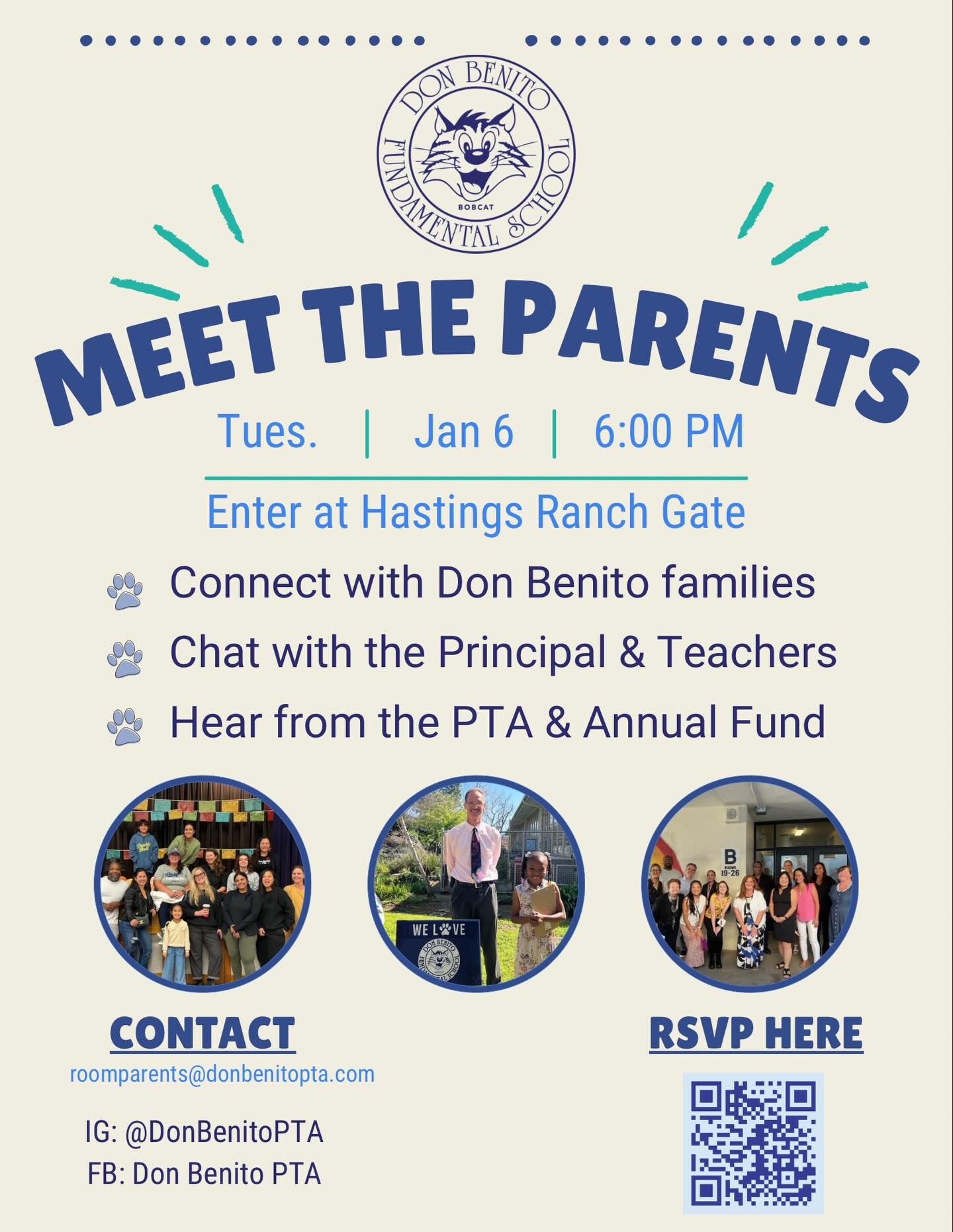 📣Calling all prospective families and friends of our Bobcat Community! 
🐾Save the date: January 6th we&rsquo;re opening up our doors in a TK &amp; K classroom at 6pm for our 3rd annual Meet the Parents Night. This is your chance to get to mix and m