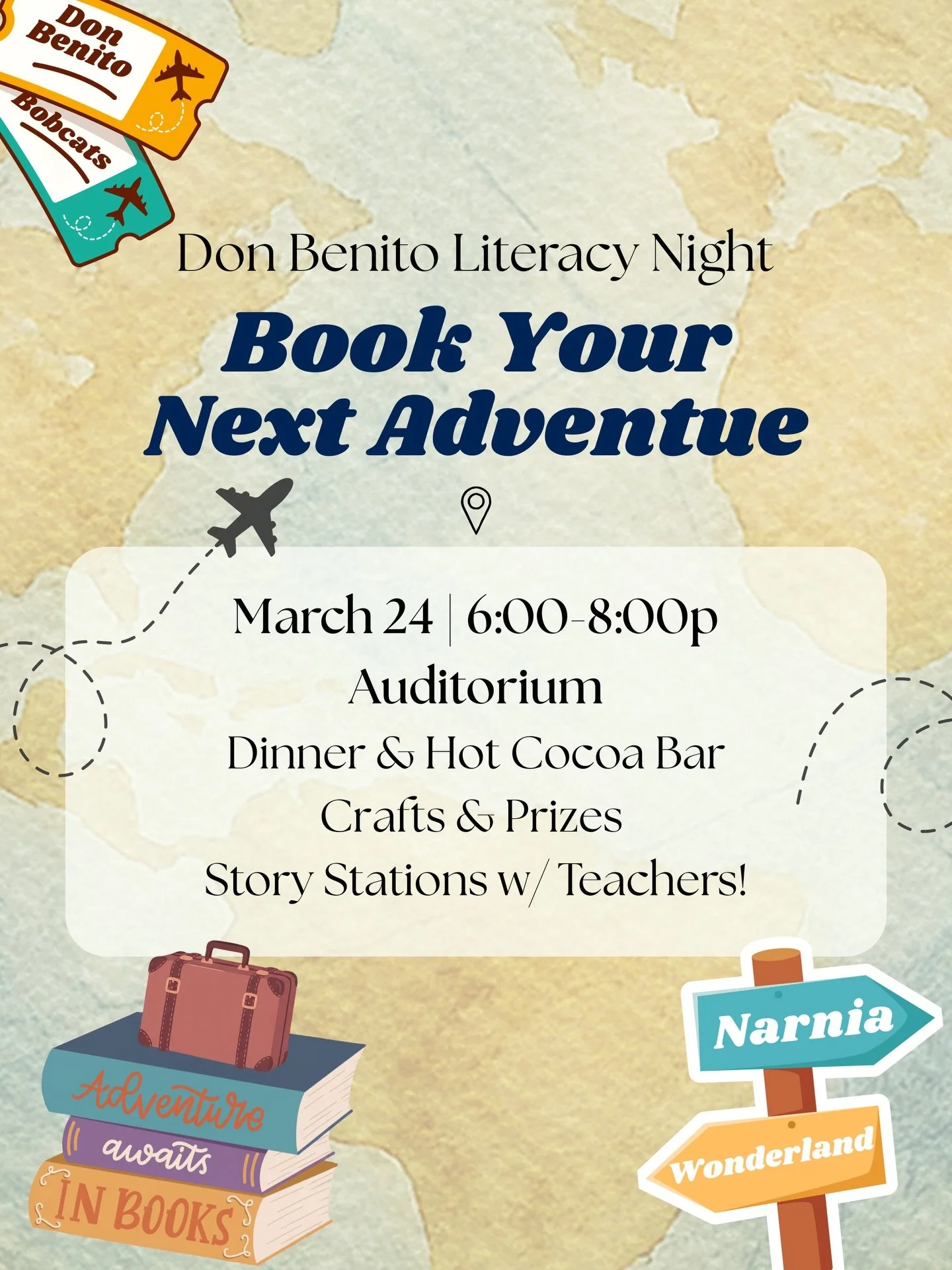 📖📚🌎Bobcats, Book Your Next Adventure! Literacy Night takes off Tuesday, March 24th at 6:00. Don&rsquo;t miss your flight for an adventure of a lifetime! 

✈️🚀Explore new stories, travel through tales near and far, enjoy a first class in-flight ex