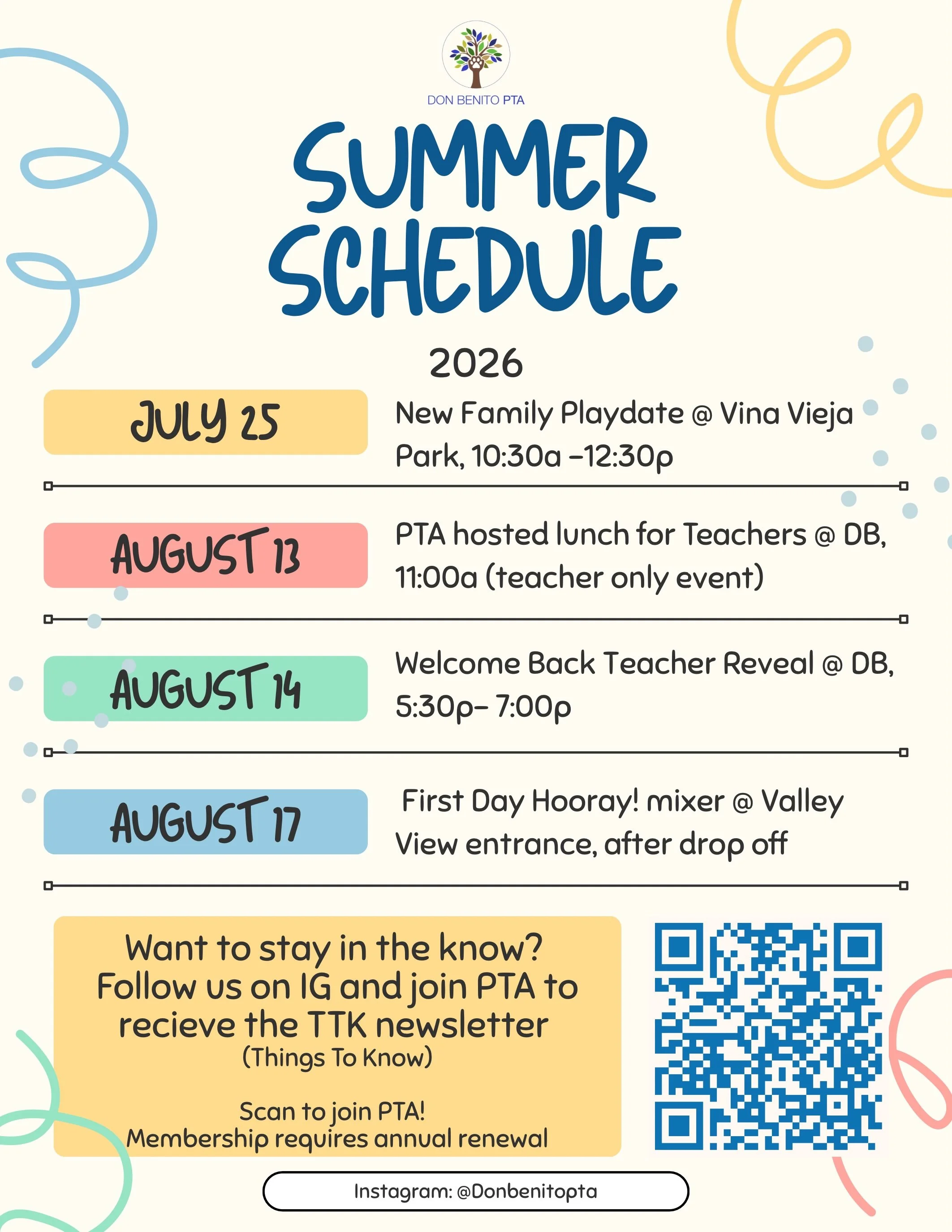 Bobcats, don&rsquo;t forget to mark those calendars for events leading up to the 1st day back at DB! We can&rsquo;t wait to see everyone very soon! 

Be sure to RSVP to the new family play date using the link in our bio. All families new and returnin