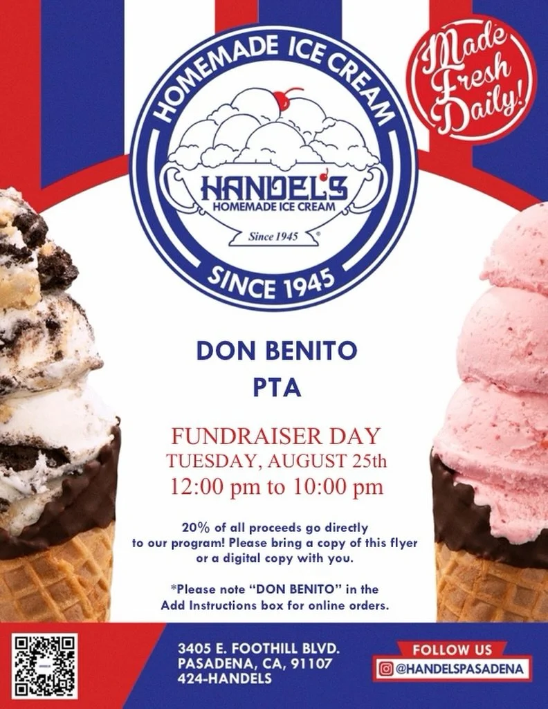 🍨See you tomorrow at Handel&rsquo;s friends!
Beat the heat with a cool treat &amp; invite all your classroom crew to join! The more ice cream, the more funds for our school! What&rsquo;s better than that?!?

🍧Screenshot this post to save the flyer 