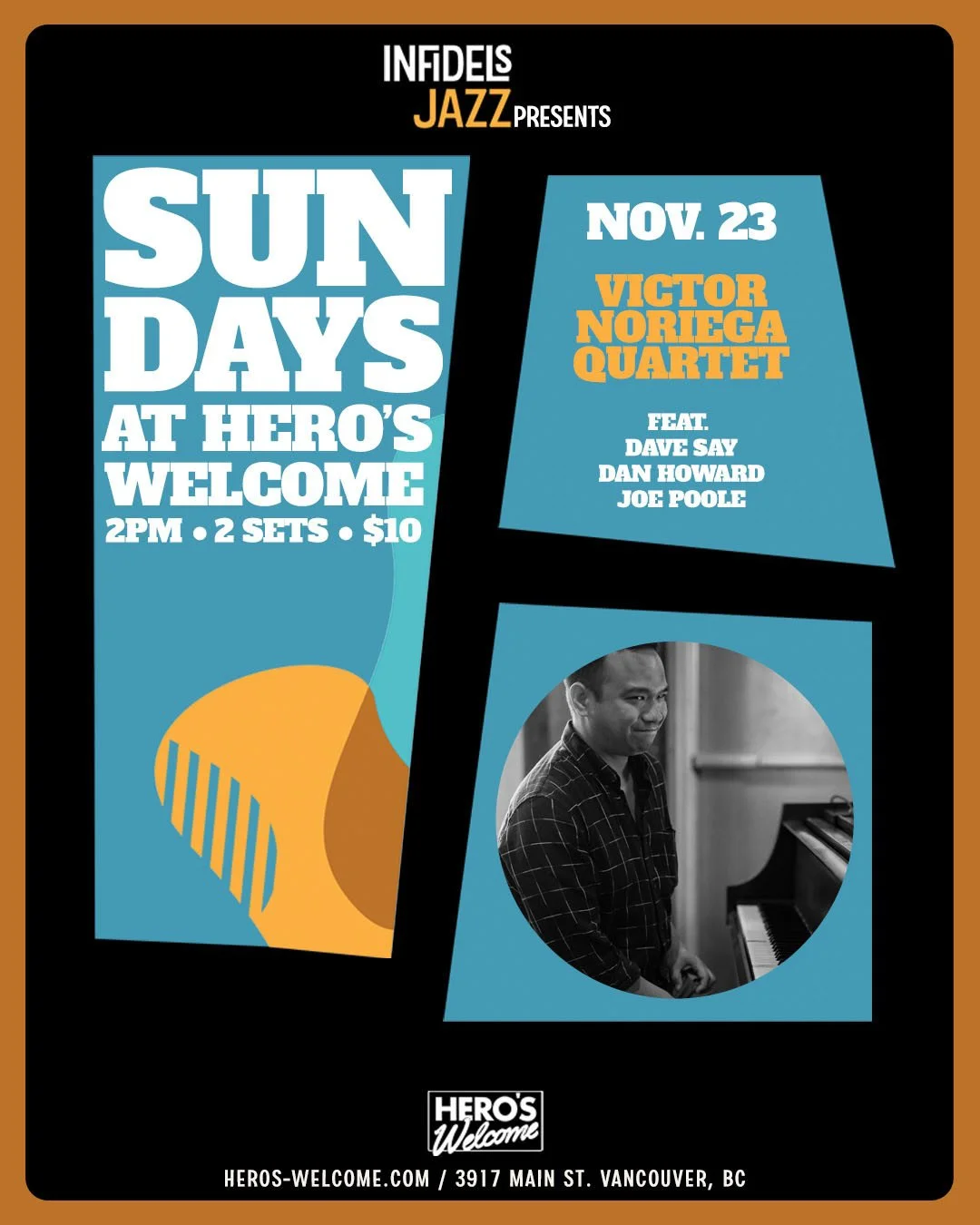 Bringing Energy and a soulful touch to the Keys this Sunday is Victor Noriega! Accompanied by Dave Say on the Saxophone Dan Howard with the Bass and Joe Poole on the drums! ⁠
⁠
You can expect a variety of music from modern jazz, reimagined Filipino f