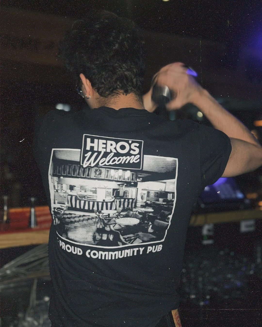 Merch in it's natural habitat. 👀 ⁠
We've still got T's and long sleeves available at the bar. ⁠
⁠
$28 buckaroos and you too can be a Hero!