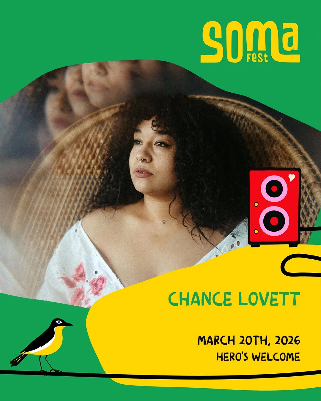 March 20th, Hero's Welcome has the pleasure of welcoming Chance Lovett to our stage as a part of @somafestbc! ⁠ ⁠
⁠
Chance is venturing out as a solo artist, and her soulful voice is front and centre as it blends dirty southern funk and sweet norther
